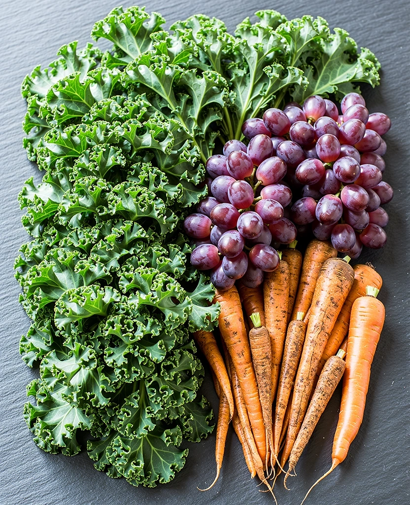 Frisches Gemüse und Obst Arrangement